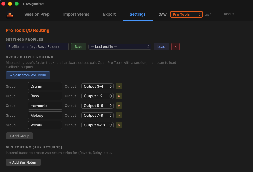DAWganize — Pro Tools I/O Routing